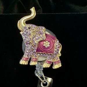 Gold and Purple Elephant Badge Reel